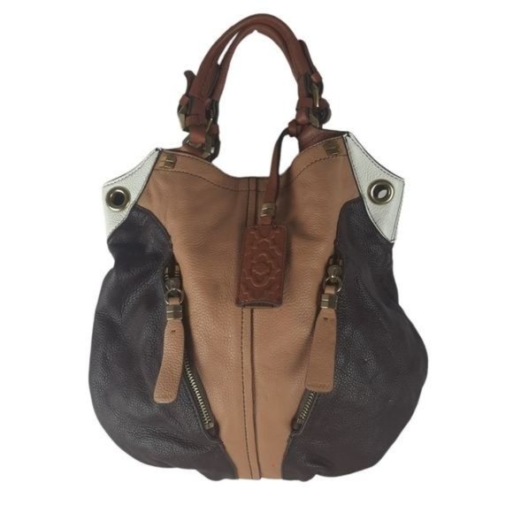 orYANY Handbags - orYANY Pebble Leather Color-Block Victoria Large Hobo Bag Purse